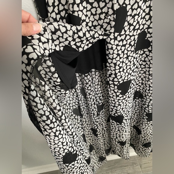 Betsey Johnson black and white heart print maxi dress women’s size L - Picture 7 of 16